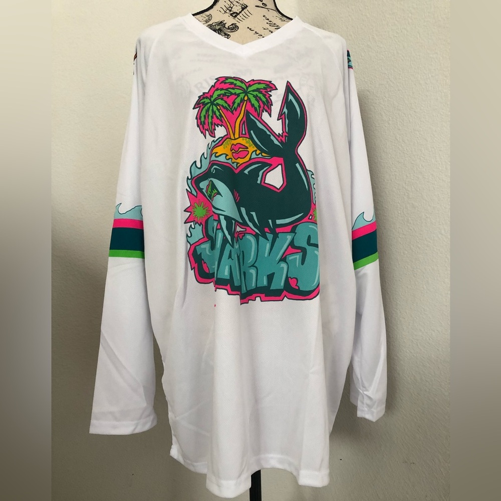 San Jose Sharks White Graphic Long Sleeve Shirt XL
